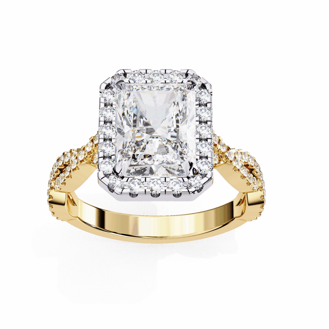 3.5 Carat Radiant Halo Solitaire Ring in Moissanite | House of Estara