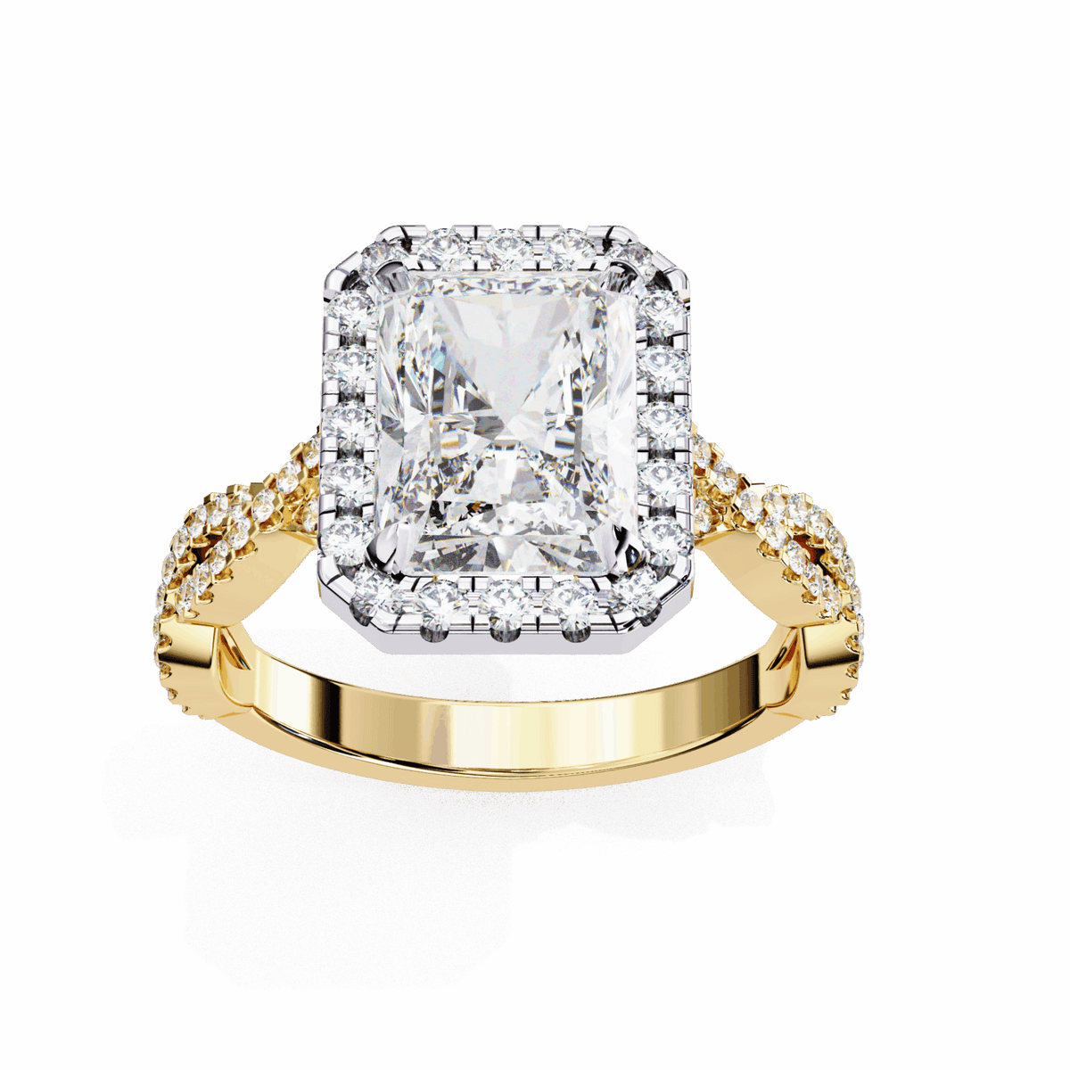 3.5 Carat Radiant Halo Solitaire Ring in Moissanite | House of Estara