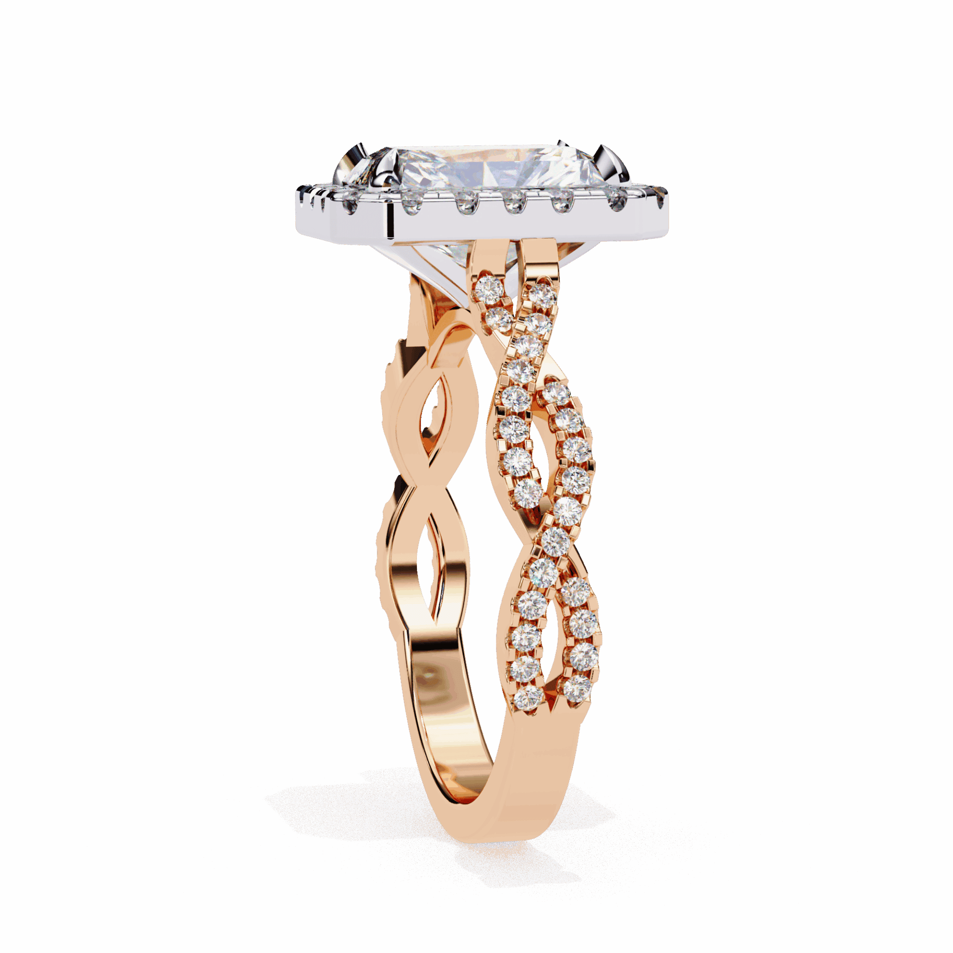 3.5 Carat Radiant Halo Solitaire Ring in Moissanite | House of Estara