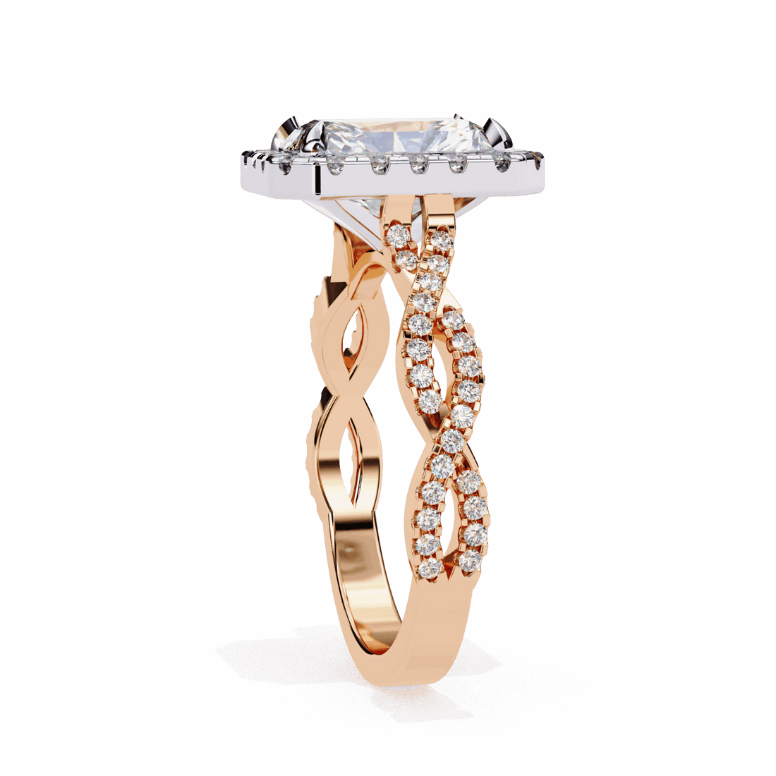 3.5 Carat Radiant Halo Solitaire Ring in Moissanite | House of Estara