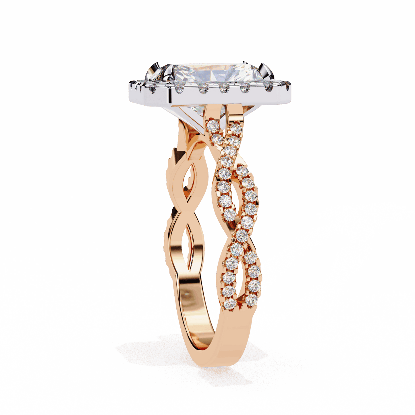 3.5 Carat Radiant Halo Solitaire Ring in Moissanite | House of Estara