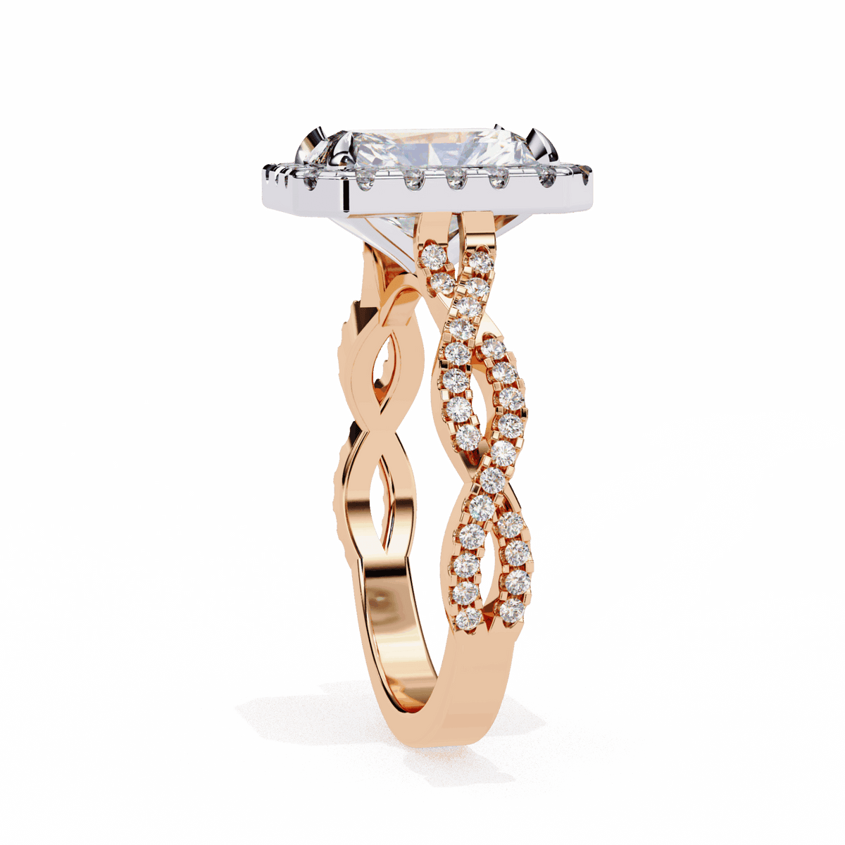 3.5 Carat Radiant Halo Solitaire Ring in Moissanite | House of Estara