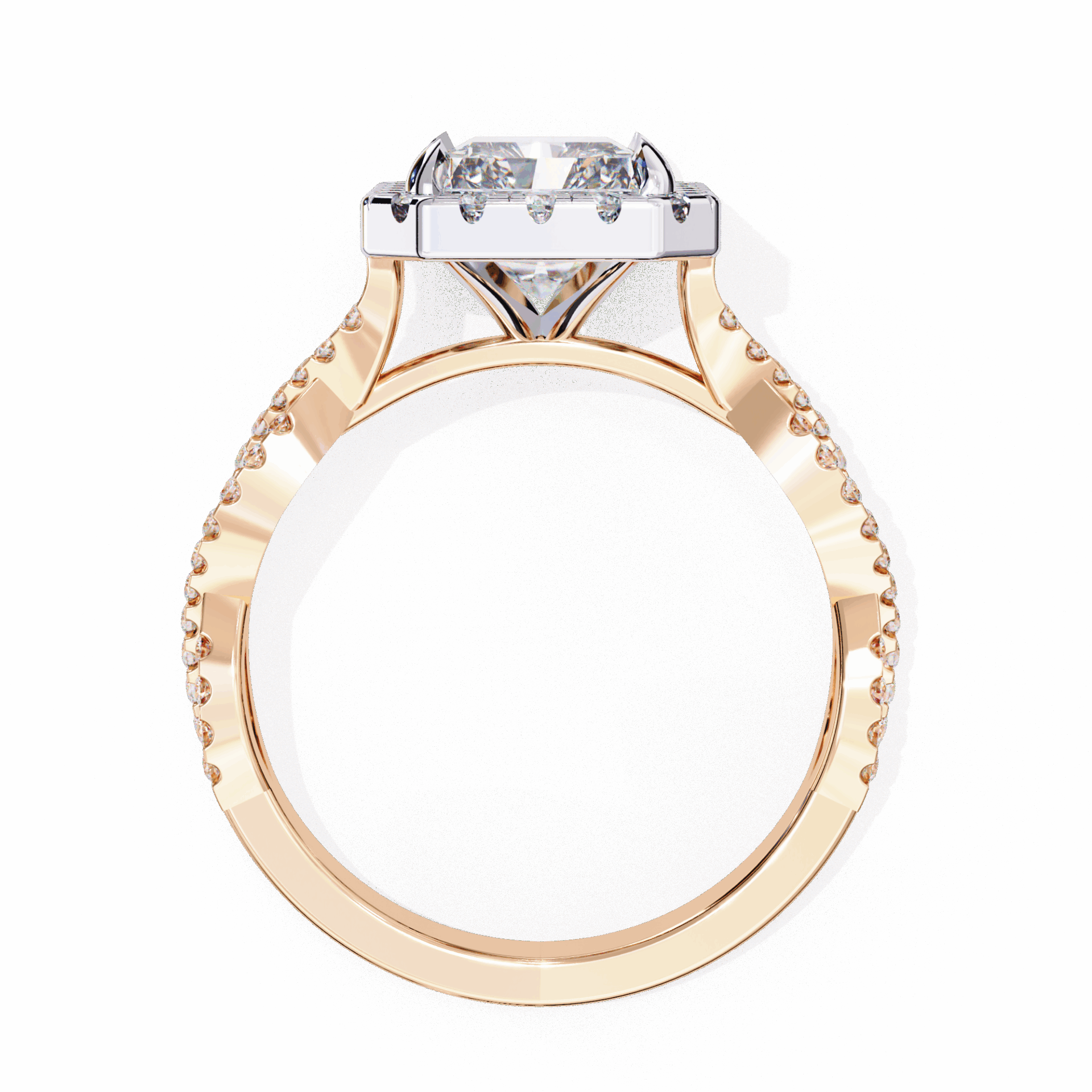 3.5 Carat Radiant Halo Solitaire Ring in Moissanite | House of Estara