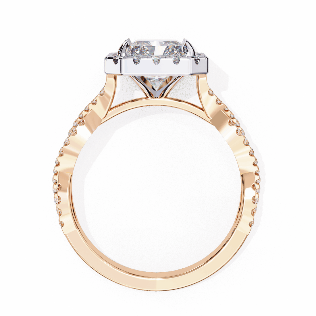 3.5 Carat Radiant Halo Solitaire Ring in Moissanite | House of Estara