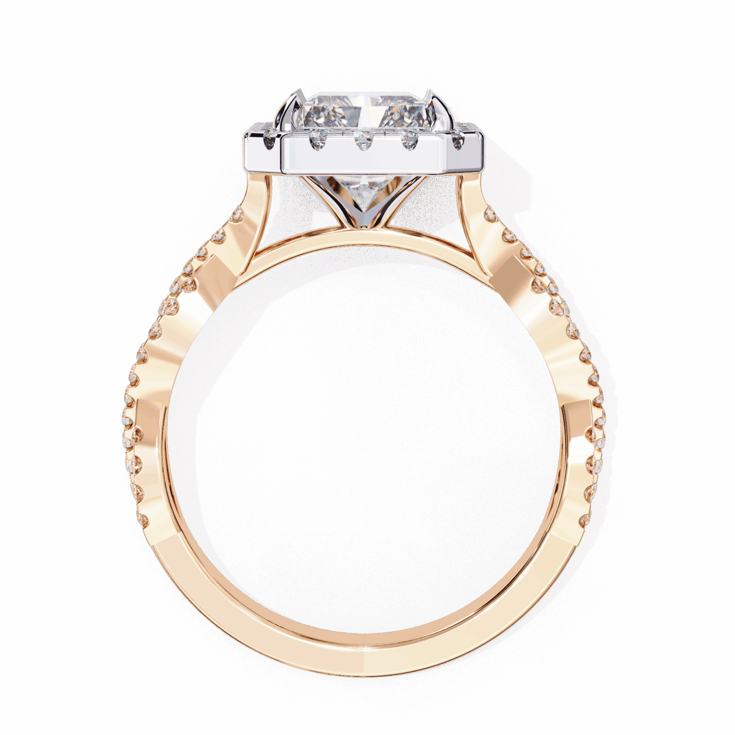 3.5 Carat Radiant Halo Solitaire Ring in Moissanite | House of Estara