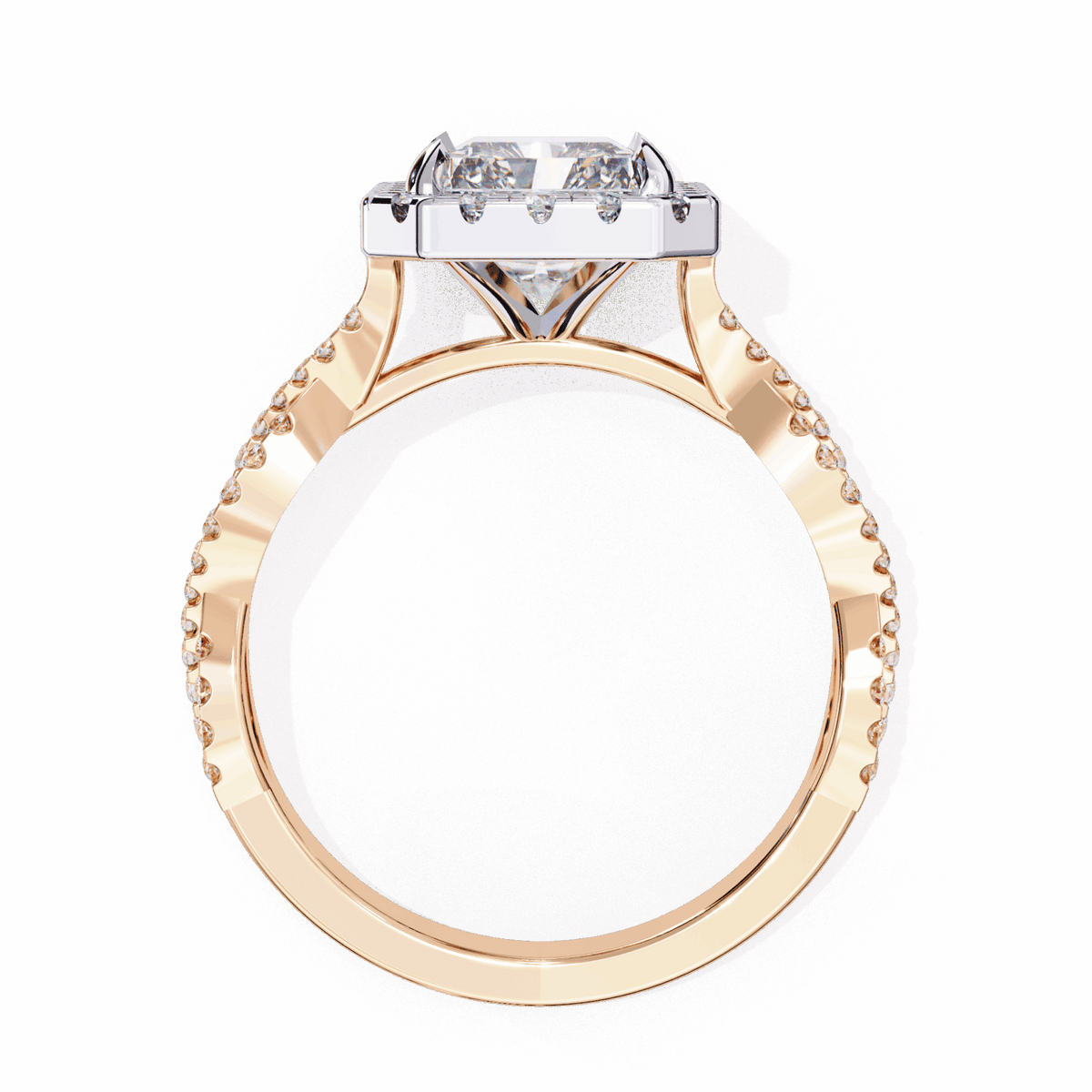 3.5 Carat Radiant Halo Solitaire Ring in Moissanite | House of Estara