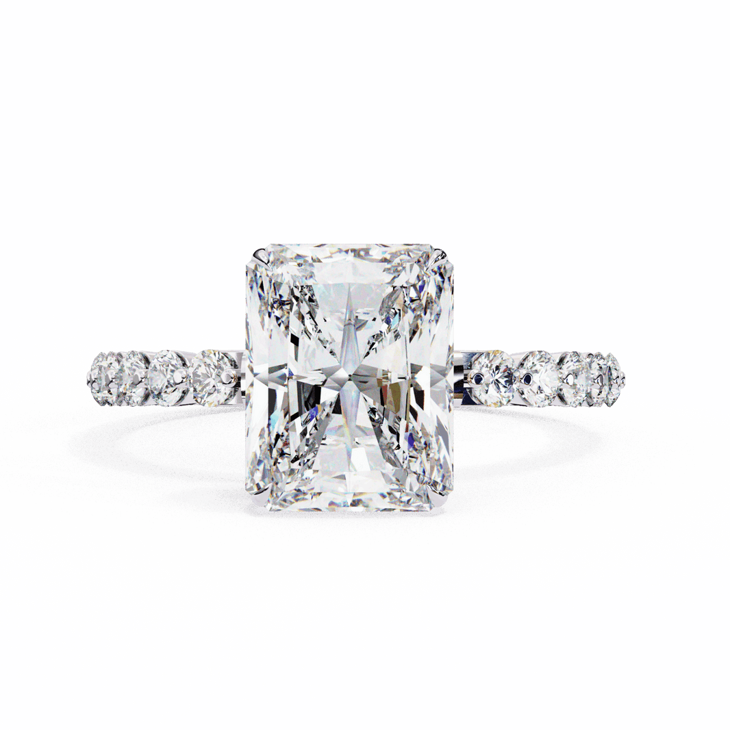 3.5 Carat Emerald Halo Solitaire Ring in Moissanite | House of Estara