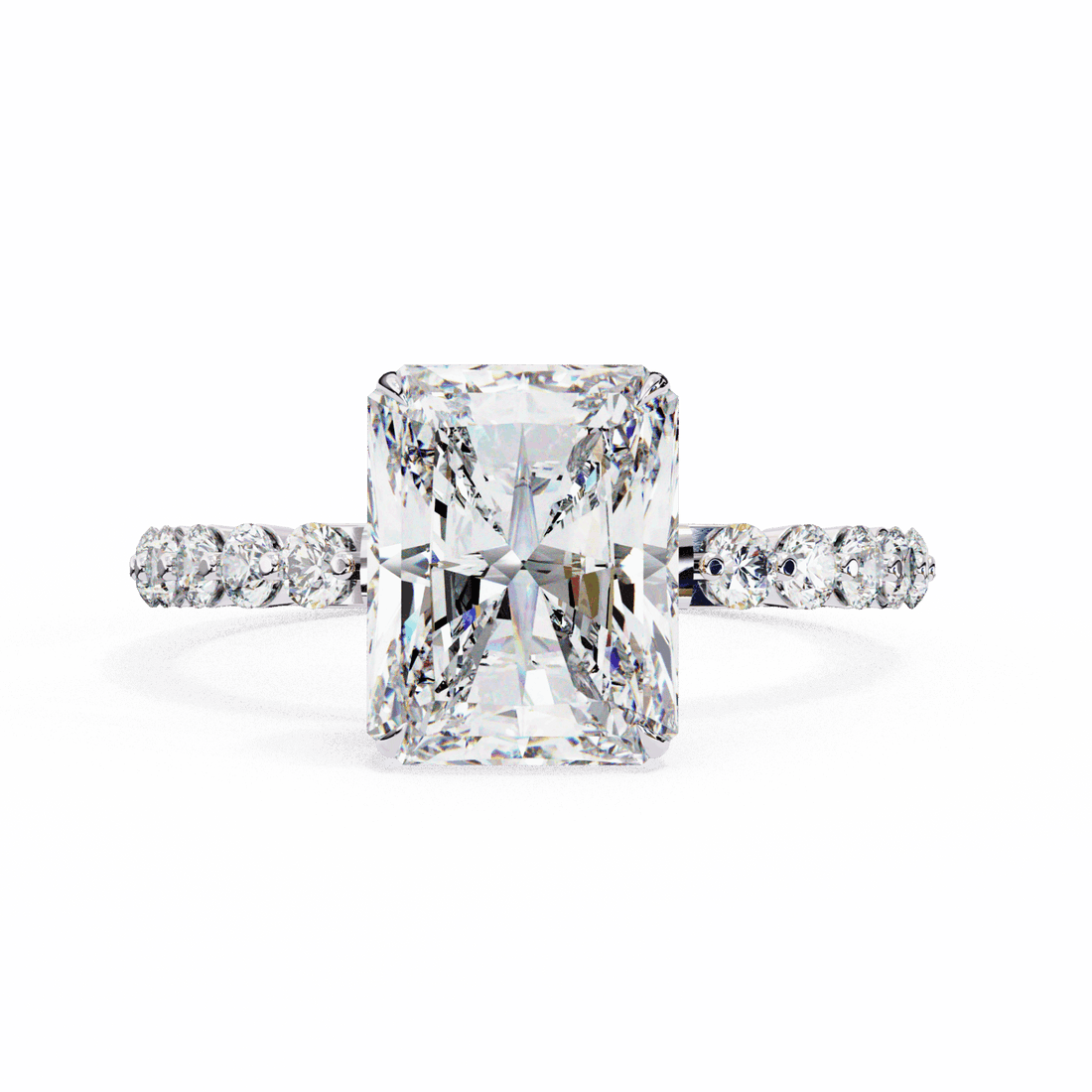 3.5 Carat Emerald Halo Solitaire Ring in Moissanite | House of Estara