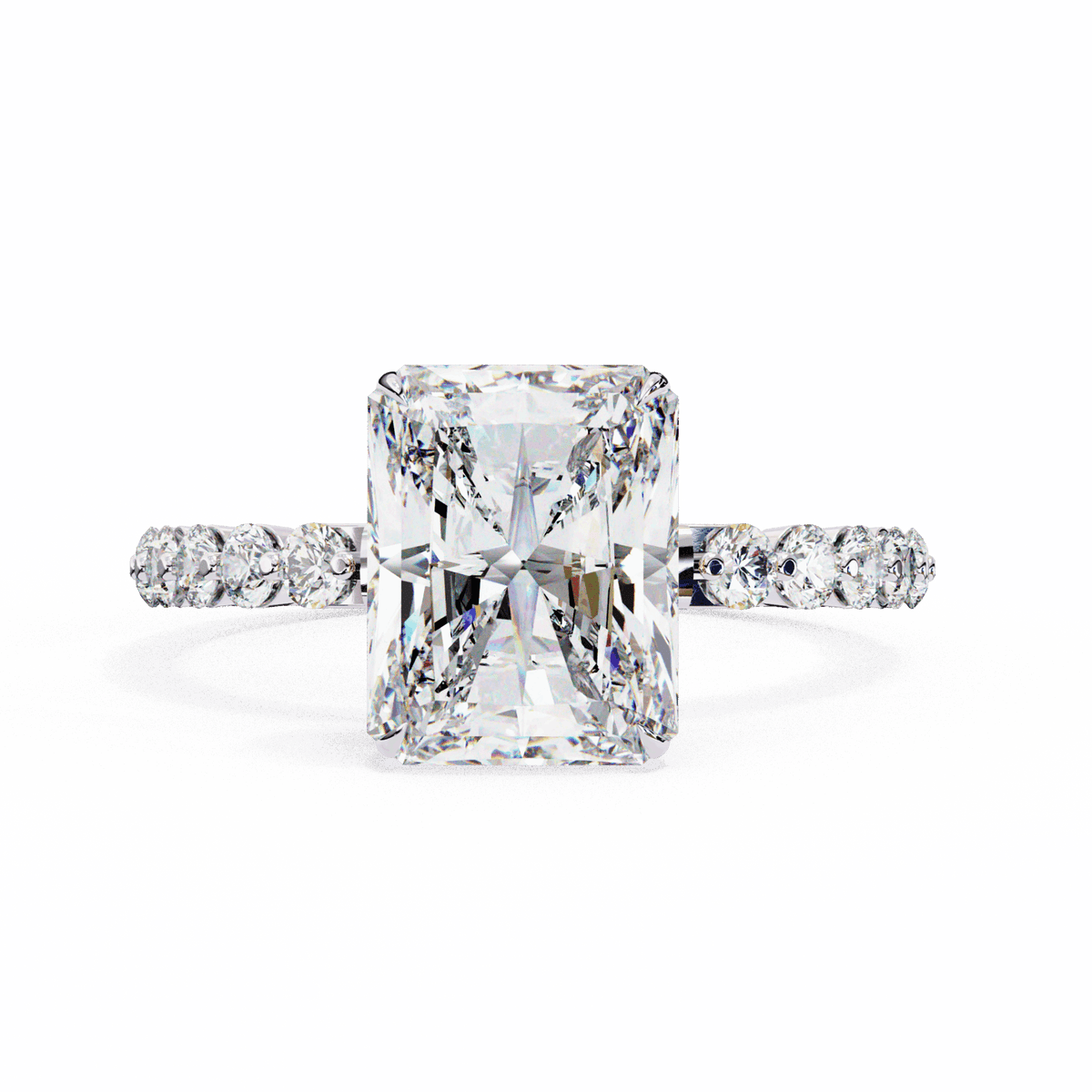 3.5 Carat Emerald Halo Solitaire Ring in Moissanite | House of Estara