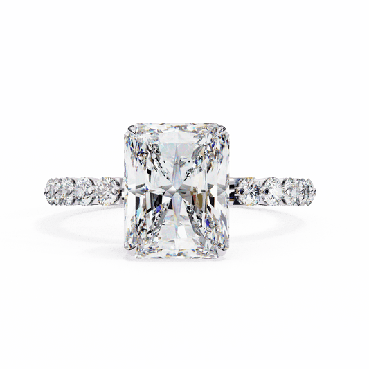 3.5 Carat Emerald Halo Solitaire Ring in Moissanite | House of Estara