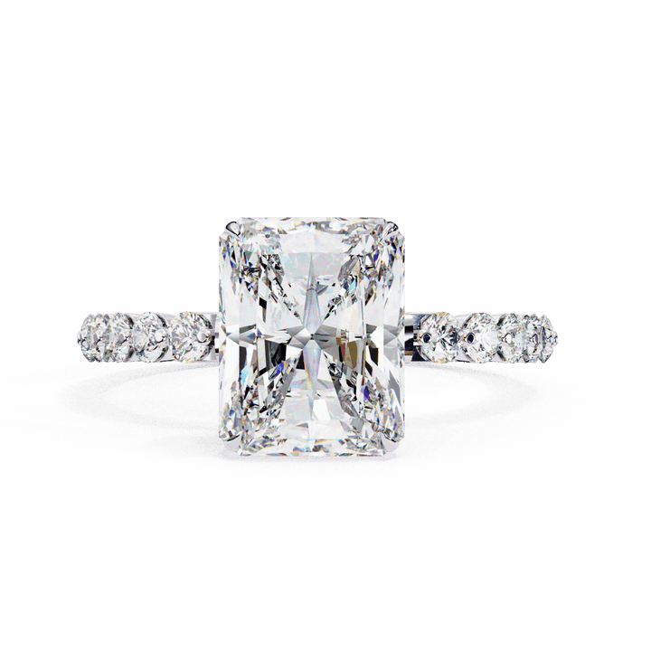 3.5 Carat Emerald Halo Solitaire Ring in Moissanite | House of Estara