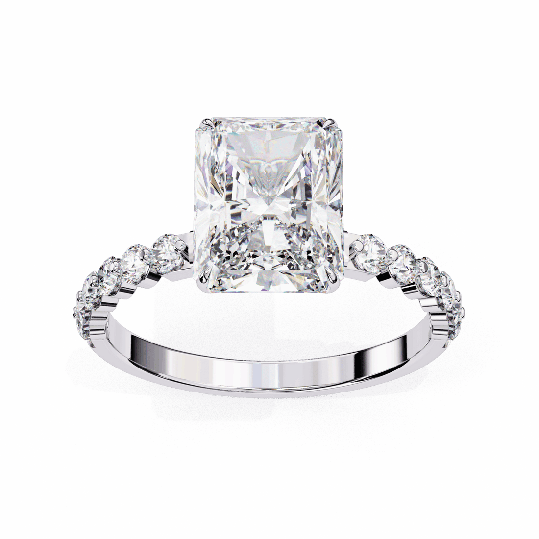 3.5 Carat Emerald Halo Solitaire Ring in Moissanite | House of Estara