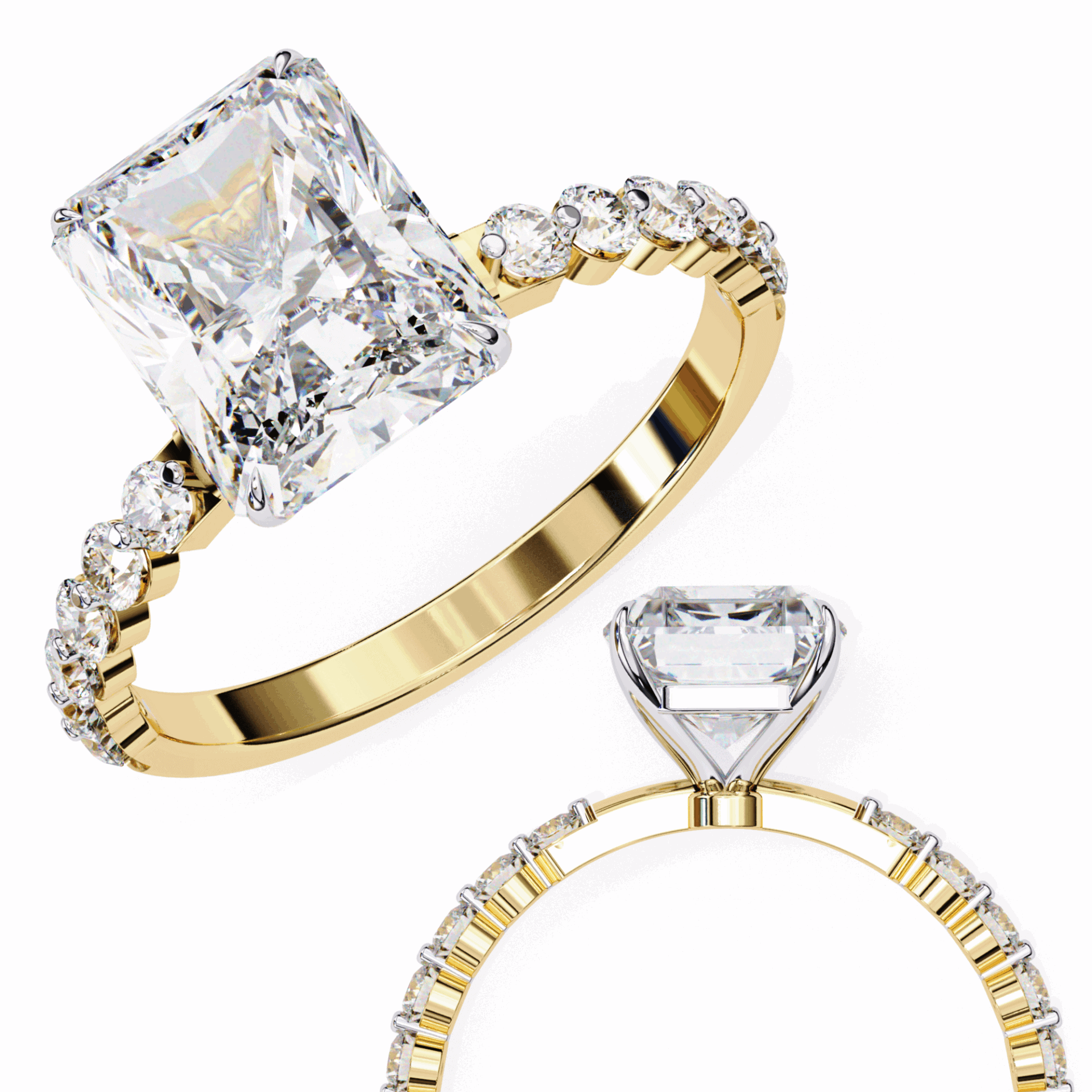 3.5 Carat Emerald Halo Solitaire Ring in Moissanite | House of Estara