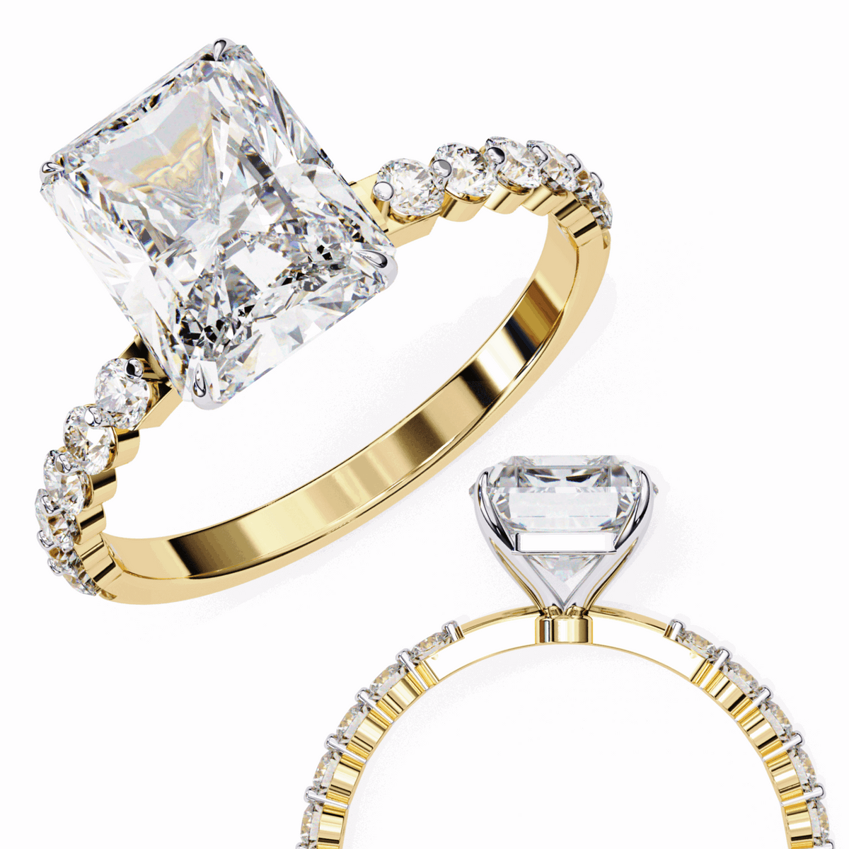 3.5 Carat Emerald Halo Solitaire Ring in Moissanite | House of Estara