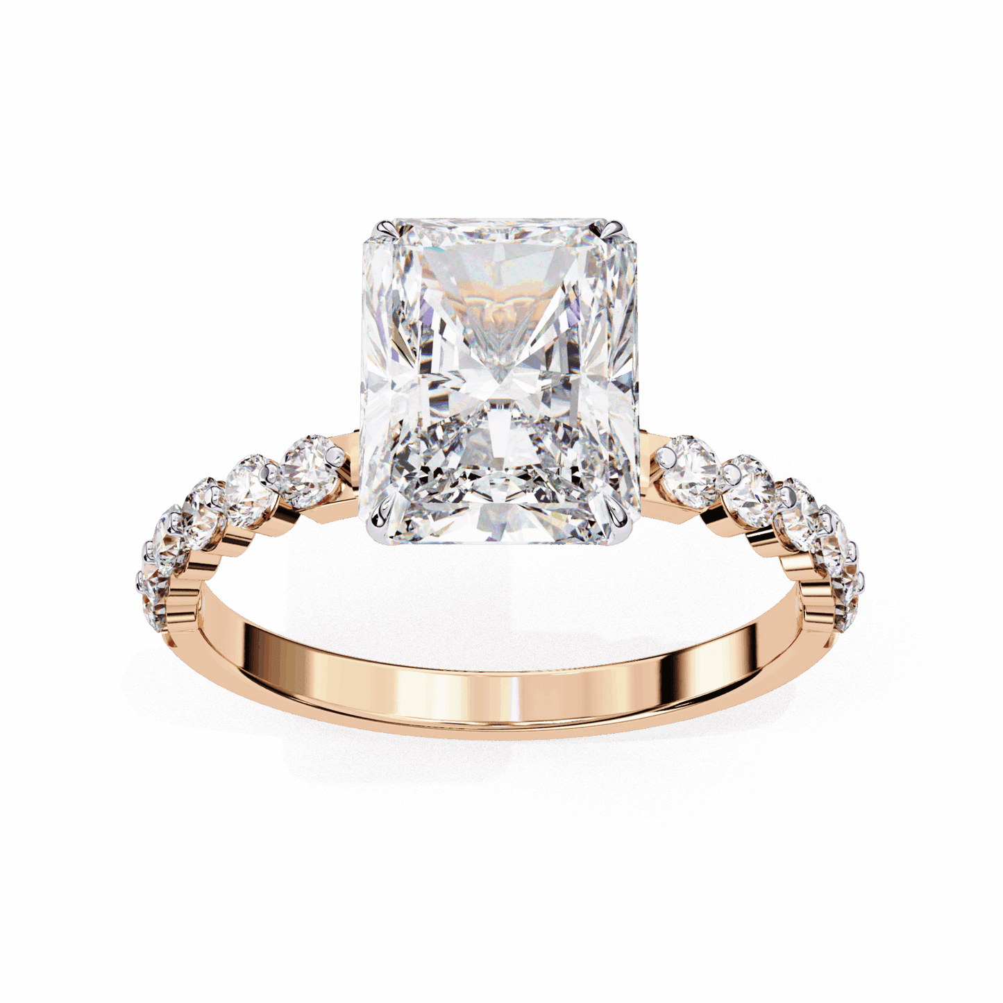 3.5 Carat Emerald Halo Solitaire Ring in Moissanite | House of Estara