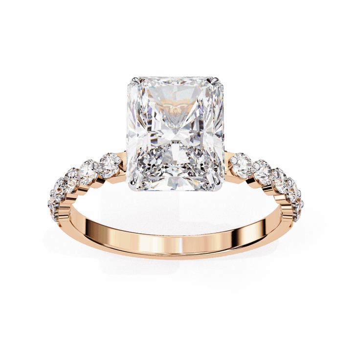 3.5 Carat Emerald Halo Solitaire Ring in Moissanite | House of Estara