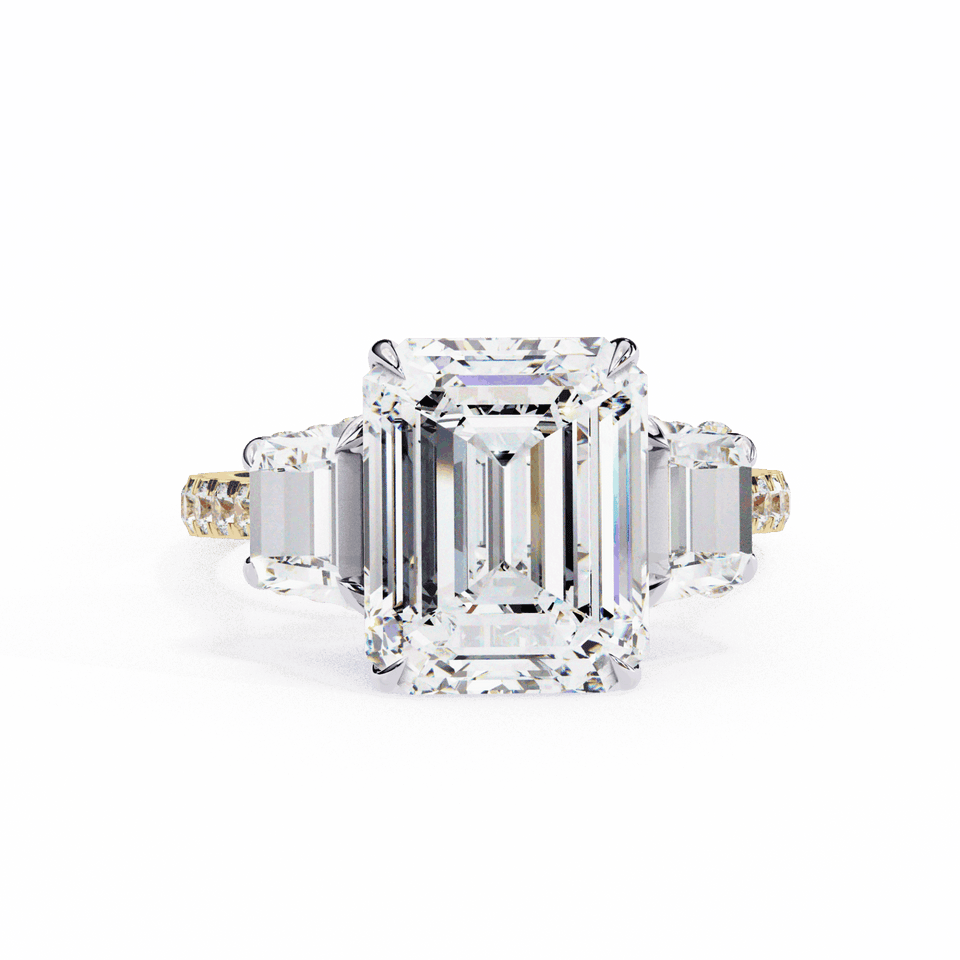 Emerald Three Stone Engagement Ring
