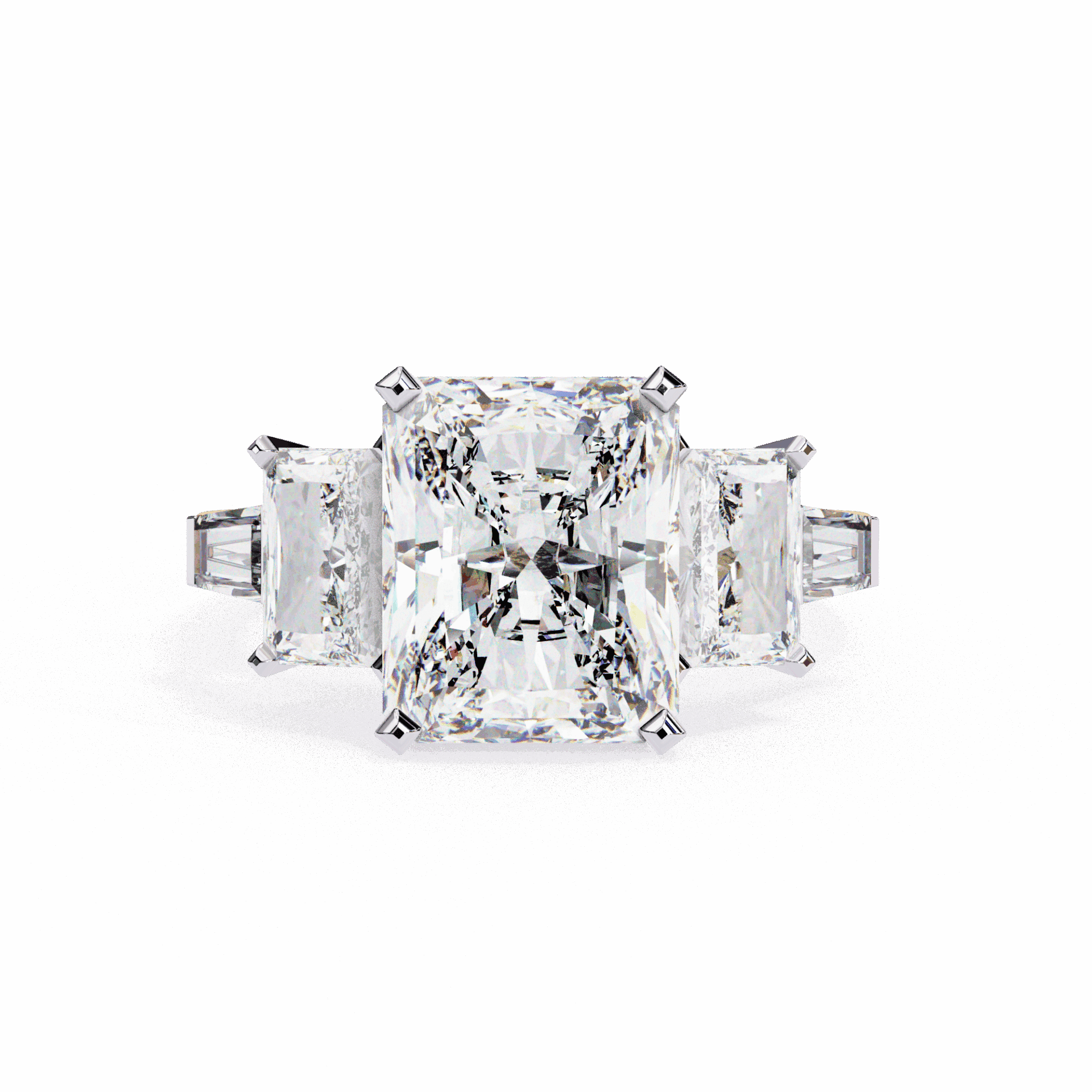 6.5 Carat Radiant Three Stone Solitaire Ring in Moissanite | House of Estara