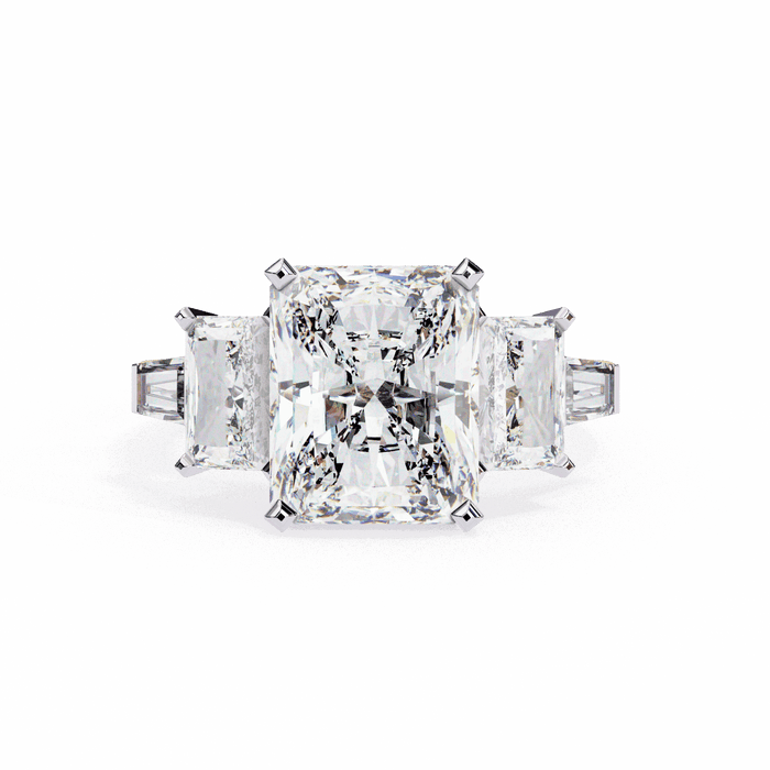 Radiant Side Stone Moissanite Engagement Ring