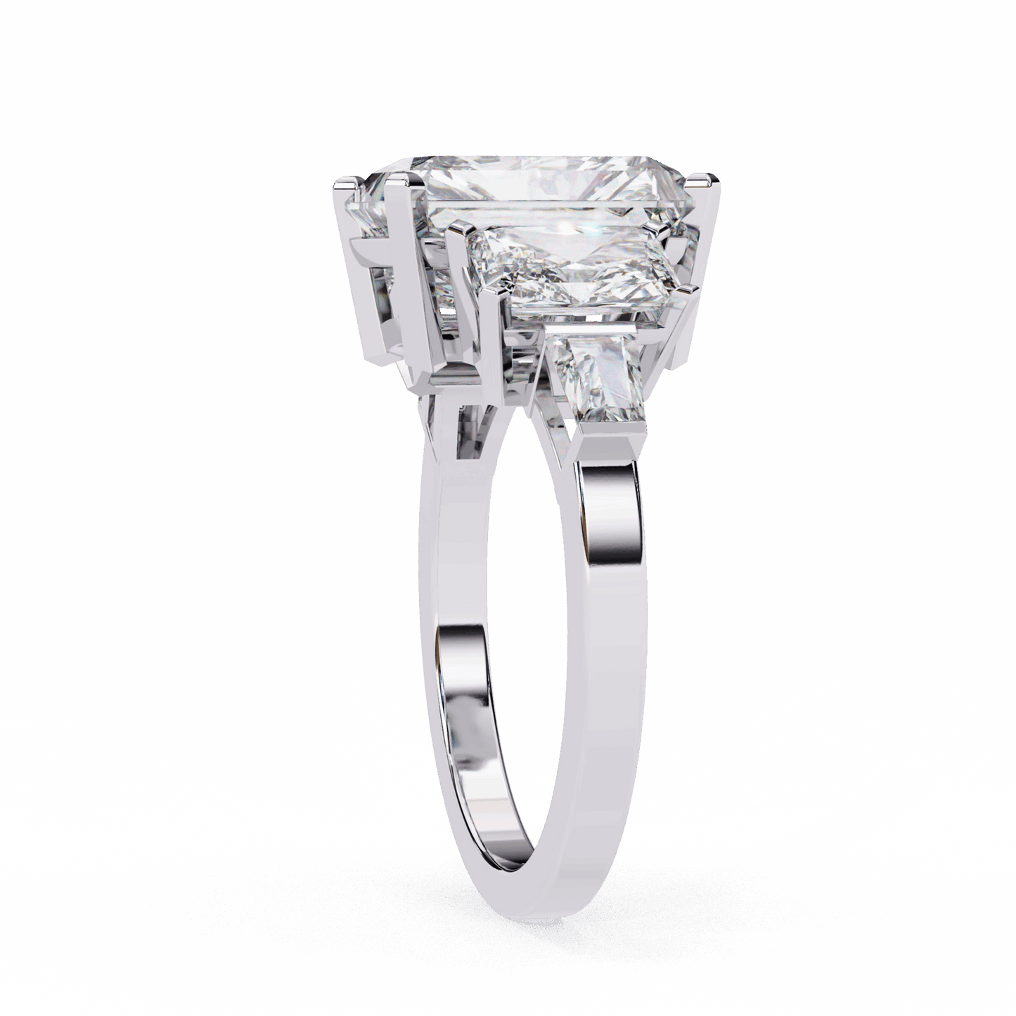6.5 Carat Radiant Three Stone Solitaire Ring in Moissanite | House of Estara