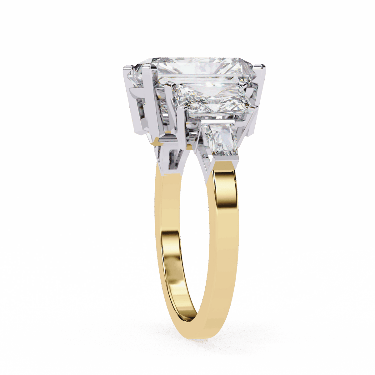 6.5 Carat Radiant Three Stone Solitaire Ring in Moissanite | House of Estara