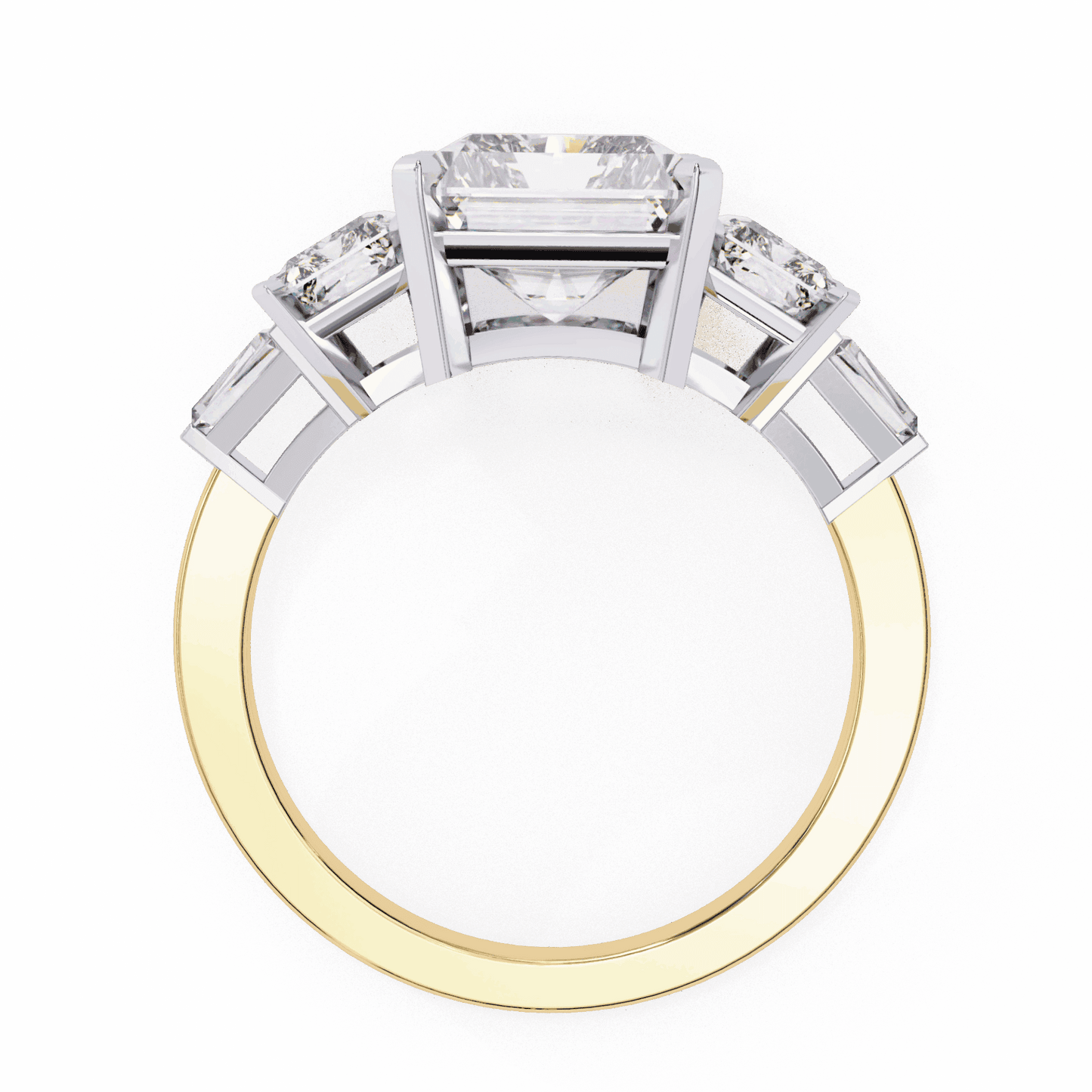 6.5 Carat Radiant Three Stone Solitaire Ring in Moissanite | House of Estara
