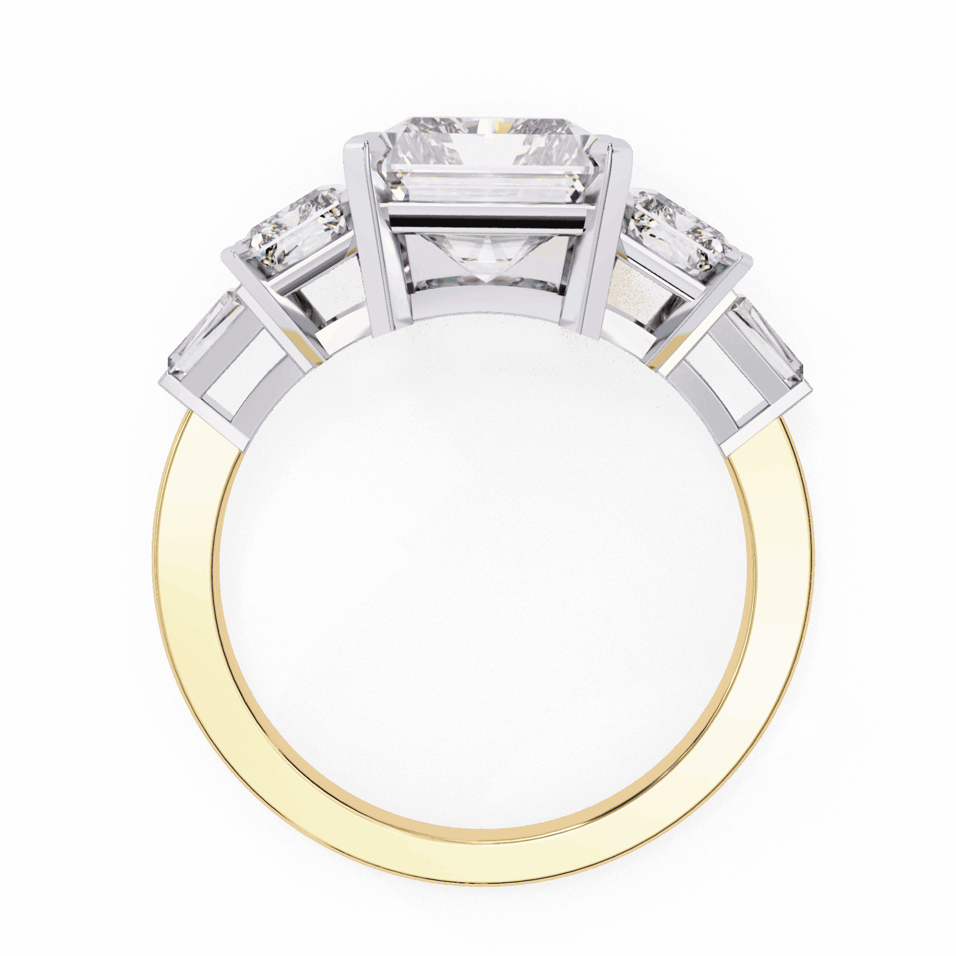 6.5 Carat Radiant Three Stone Solitaire Ring in Moissanite | House of Estara