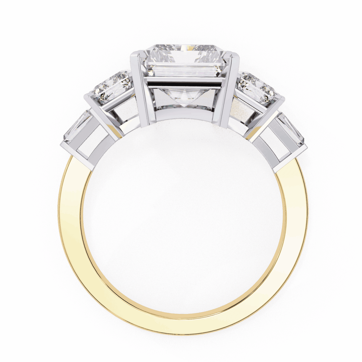 6.5 Carat Radiant Three Stone Solitaire Ring in Moissanite | House of Estara