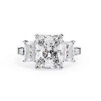 6.5 Carat Radiant Three Stone Solitaire Ring in Moissanite | House of Estara