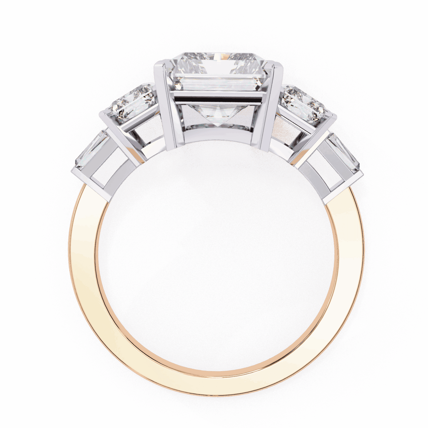 6.5 Carat Radiant Three Stone Solitaire Ring in Moissanite | House of Estara