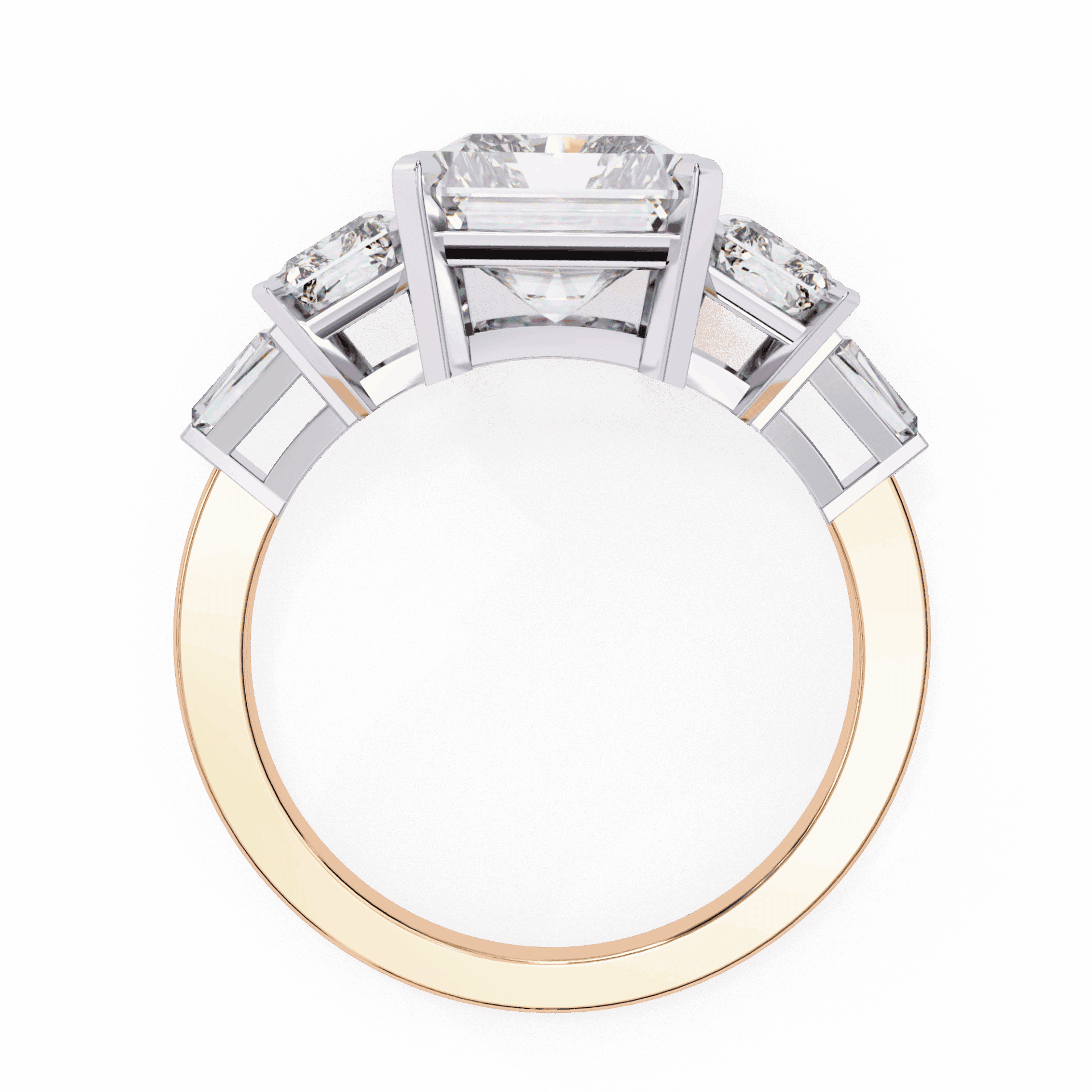 6.5 Carat Radiant Three Stone Solitaire Ring in Moissanite | House of Estara