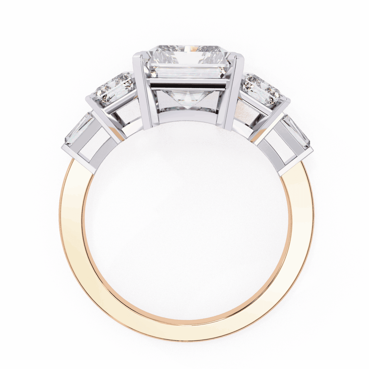6.5 Carat Radiant Three Stone Solitaire Ring in Moissanite | House of Estara