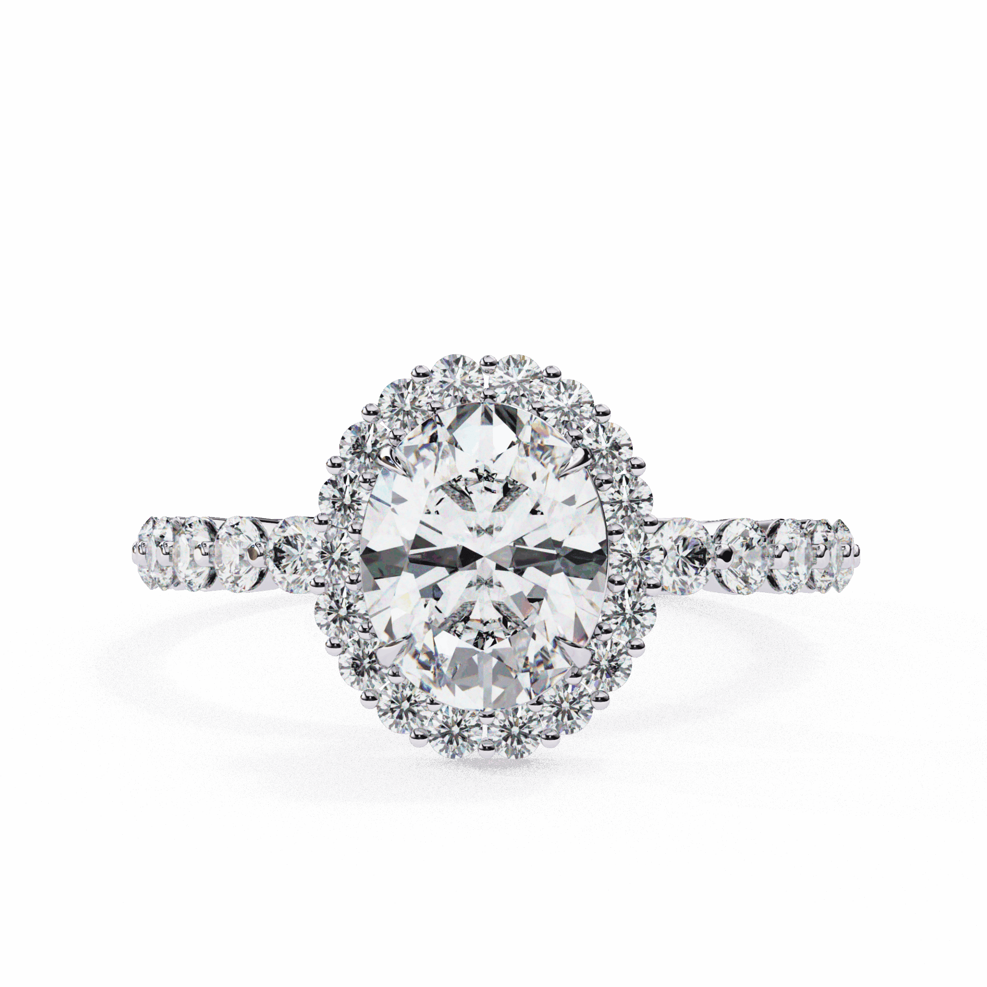 1.75 Carat Oval Halo Solitaire Ring in Moissanite | House of Estara