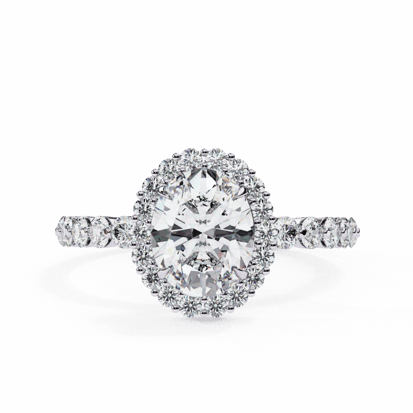 1.75 Carat Oval Halo Solitaire Ring in Moissanite | House of Estara