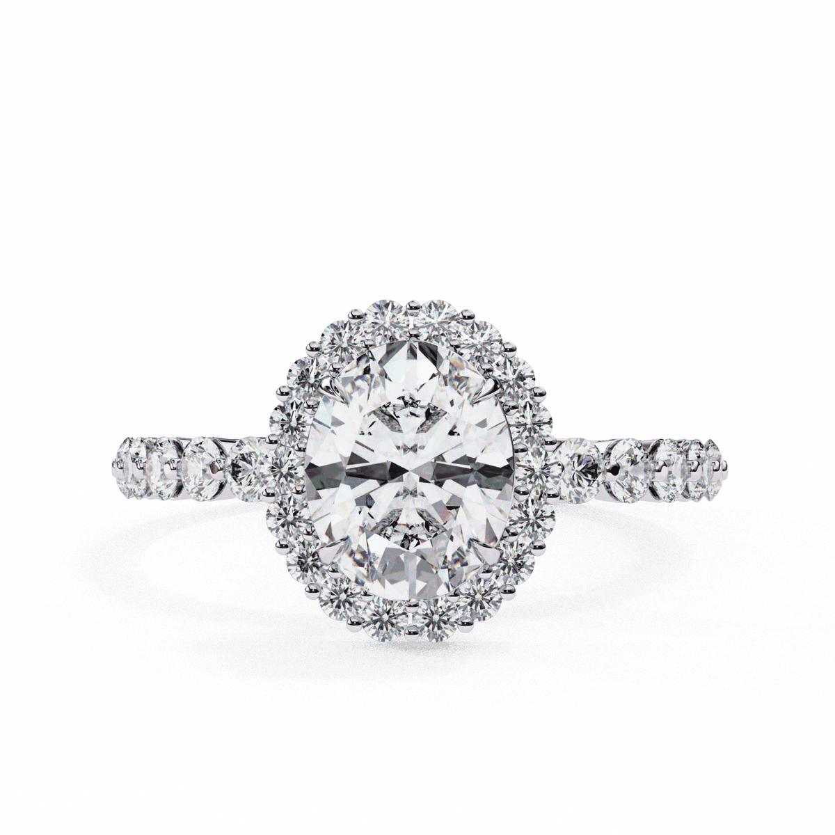 1.75 Carat Oval Halo Solitaire Ring in Moissanite | House of Estara