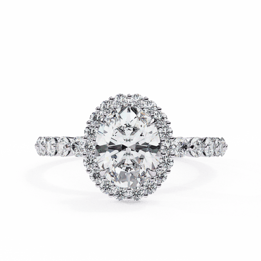 1.75 Carat Oval Halo Solitaire Ring in Moissanite | House of Estara