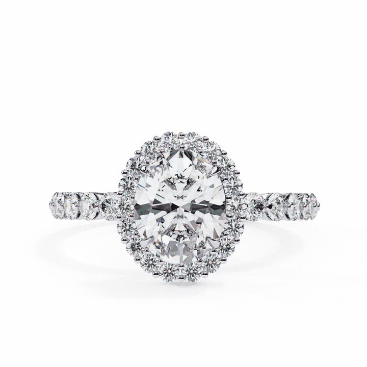 1.75 Carat Oval Halo Solitaire Ring in Moissanite | House of Estara