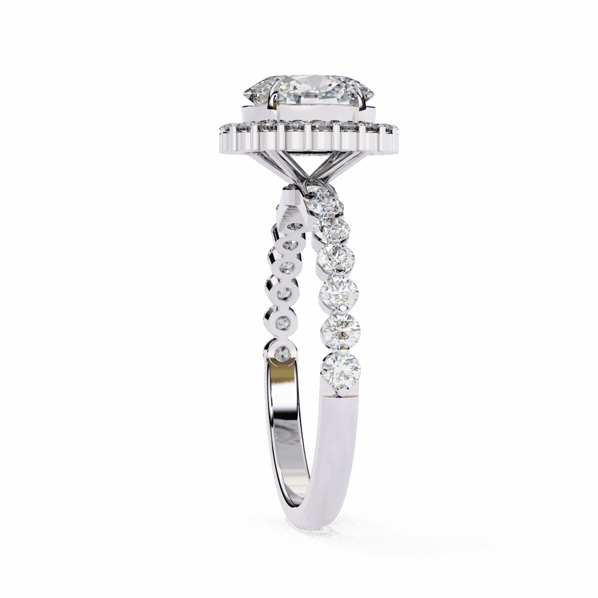 1.75 Carat Oval Halo Solitaire Ring in Moissanite | House of Estara
