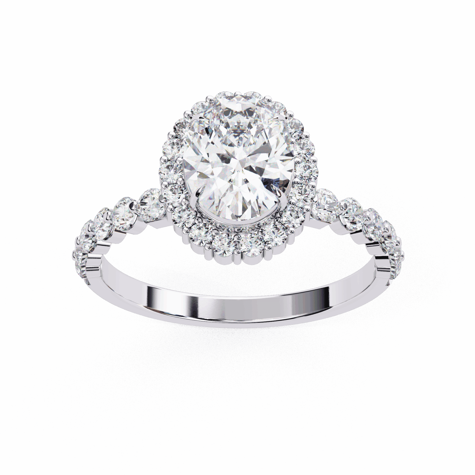 1.75 Carat Oval Halo Solitaire Ring in Moissanite | House of Estara