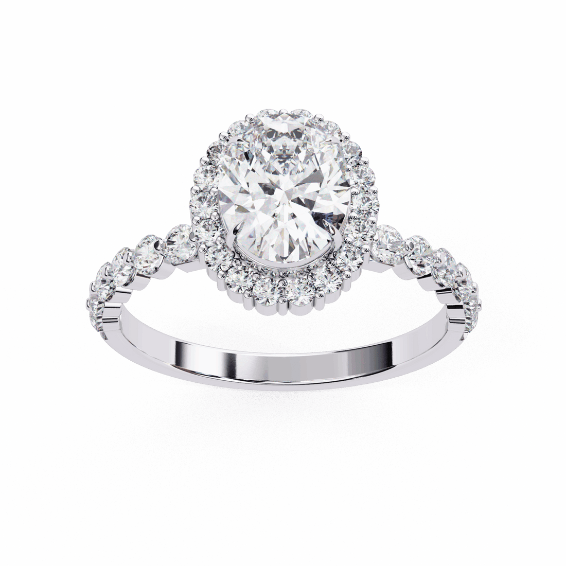 1.75 Carat Oval Halo Solitaire Ring in Moissanite | House of Estara