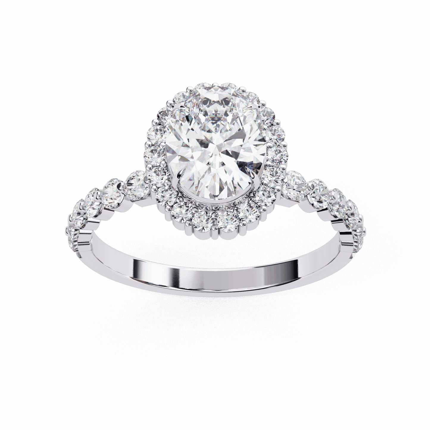 1.75 Carat Oval Halo Solitaire Ring in Moissanite | House of Estara