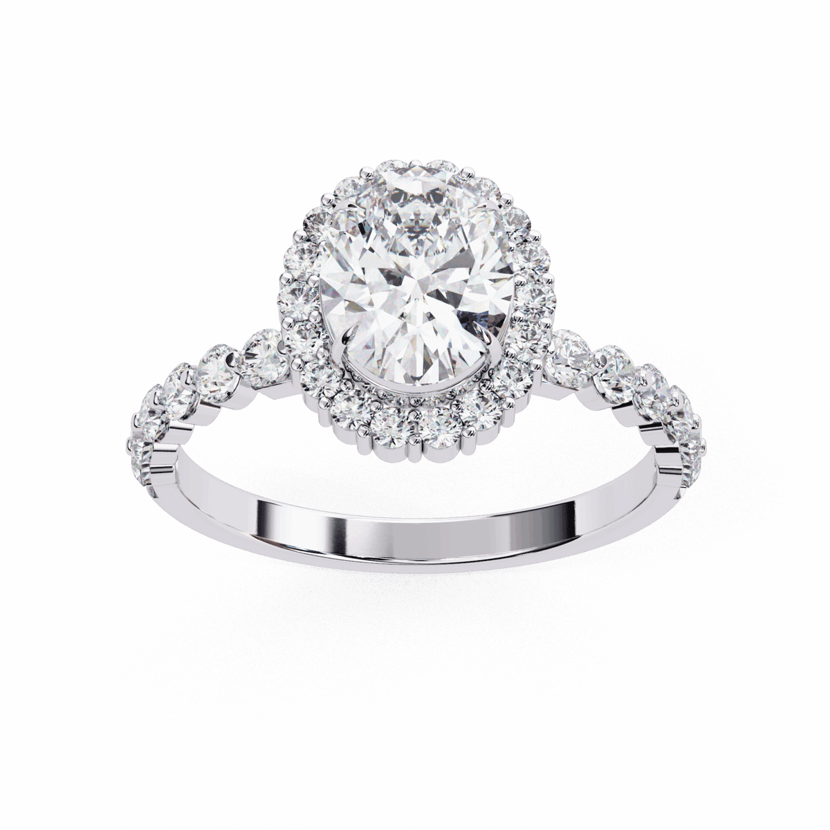 1.75 Carat Oval Halo Solitaire Ring in Moissanite | House of Estara