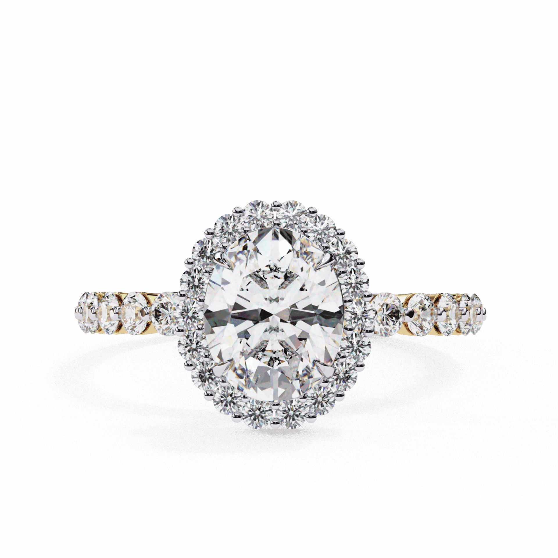 1.75 Carat Oval Halo Solitaire Ring in Moissanite | House of Estara