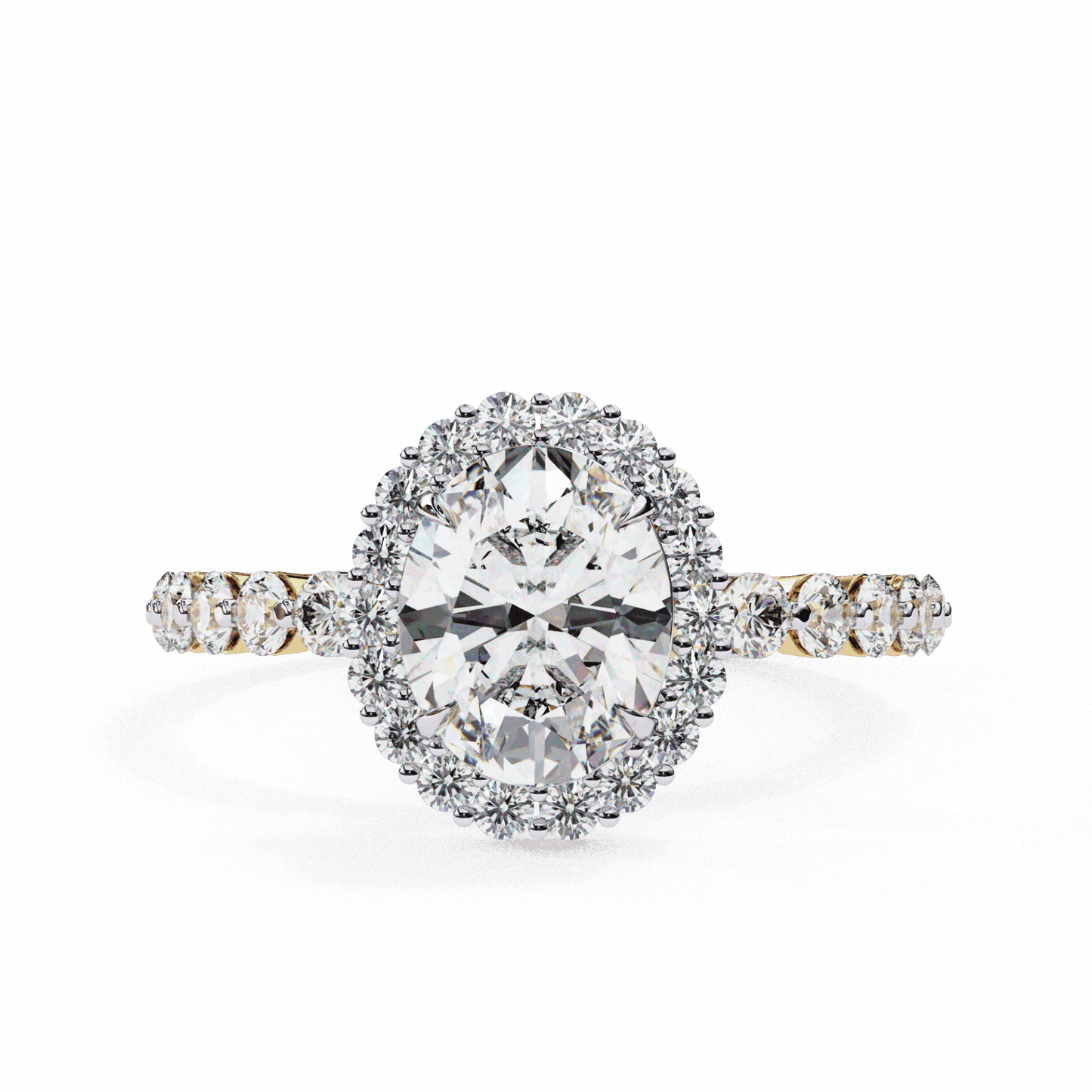 1.75 Carat Oval Halo Solitaire Ring in Moissanite | House of Estara