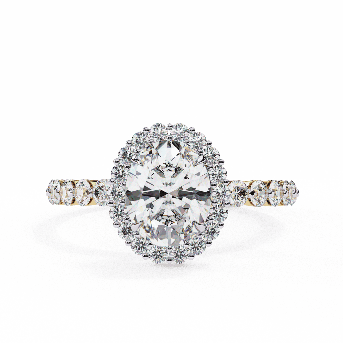 1.75 Carat Oval Halo Solitaire Ring in Moissanite | House of Estara