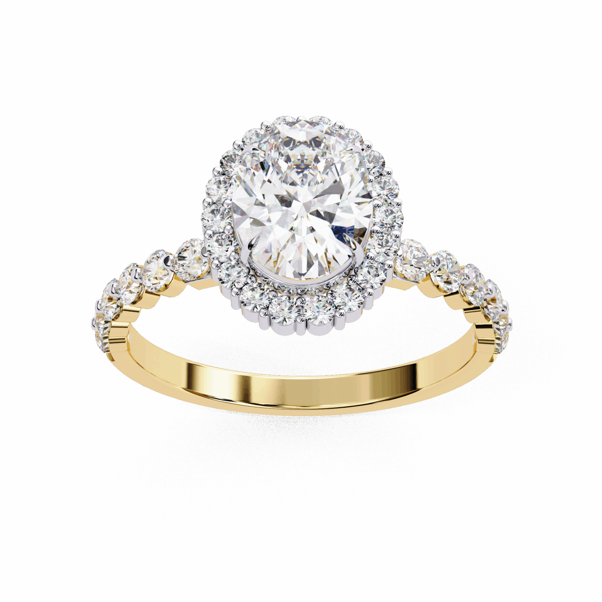 1.75 Carat Oval Halo Solitaire Ring in Moissanite | House of Estara