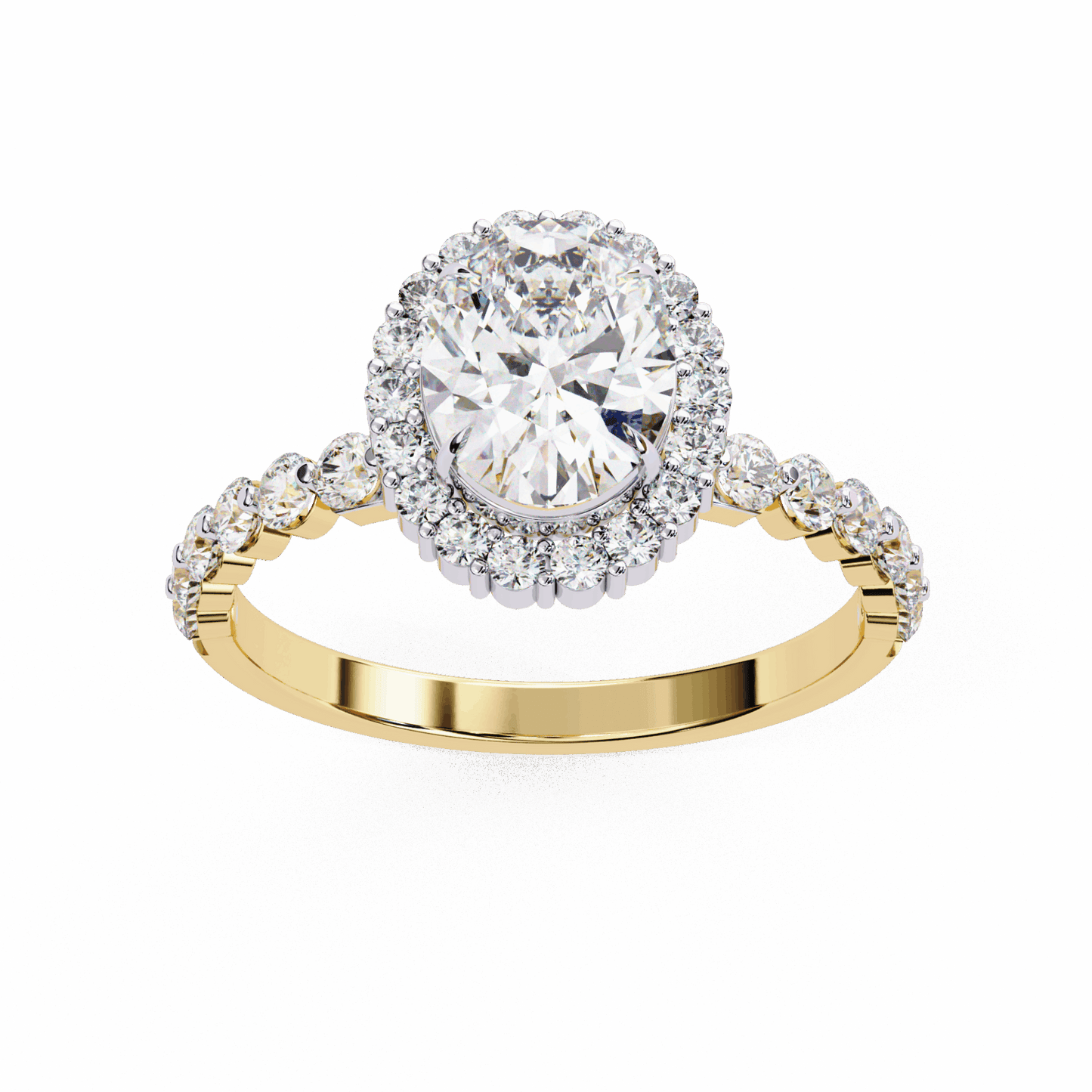 1.75 Carat Oval Halo Solitaire Ring in Moissanite | House of Estara