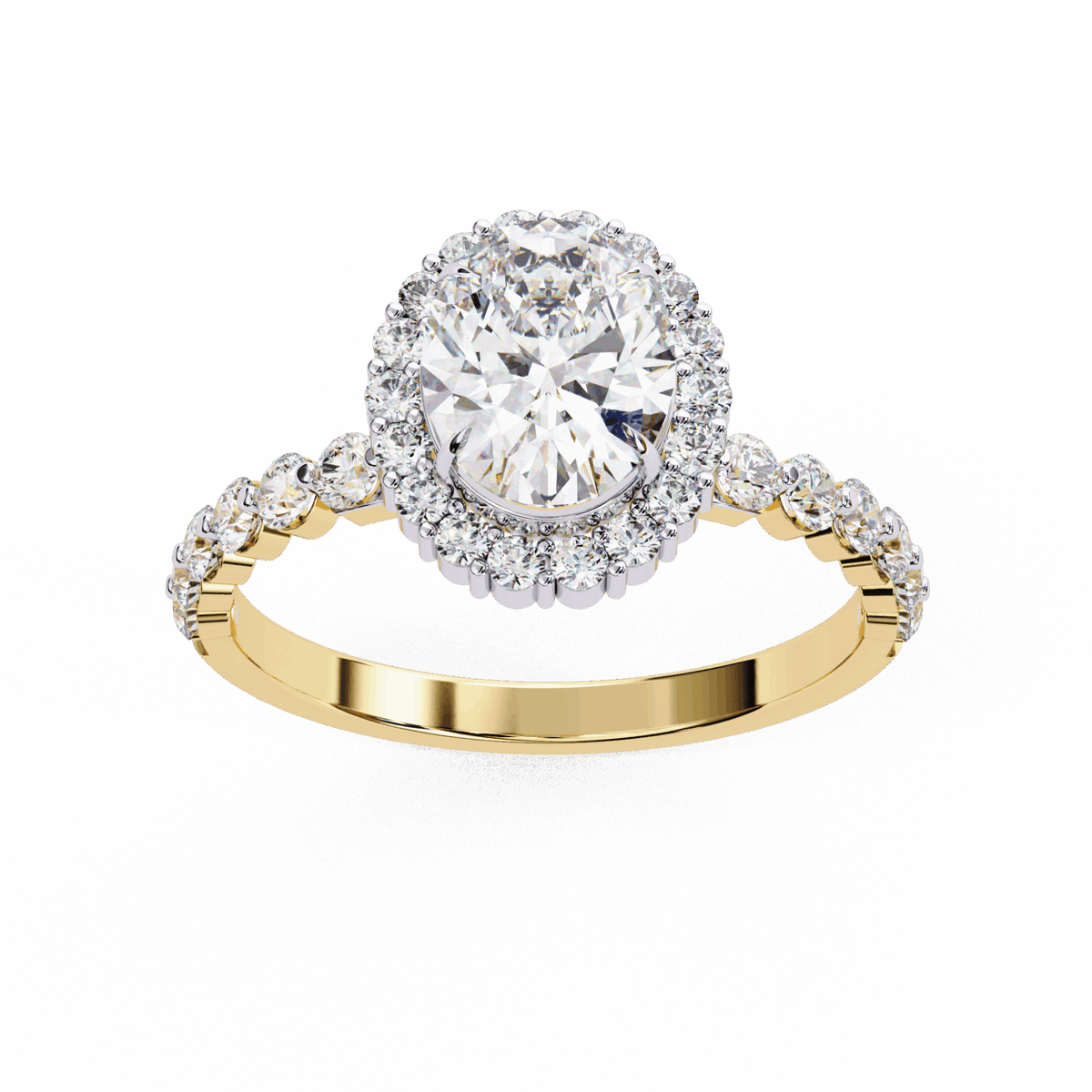 1.75 Carat Oval Halo Solitaire Ring in Moissanite | House of Estara
