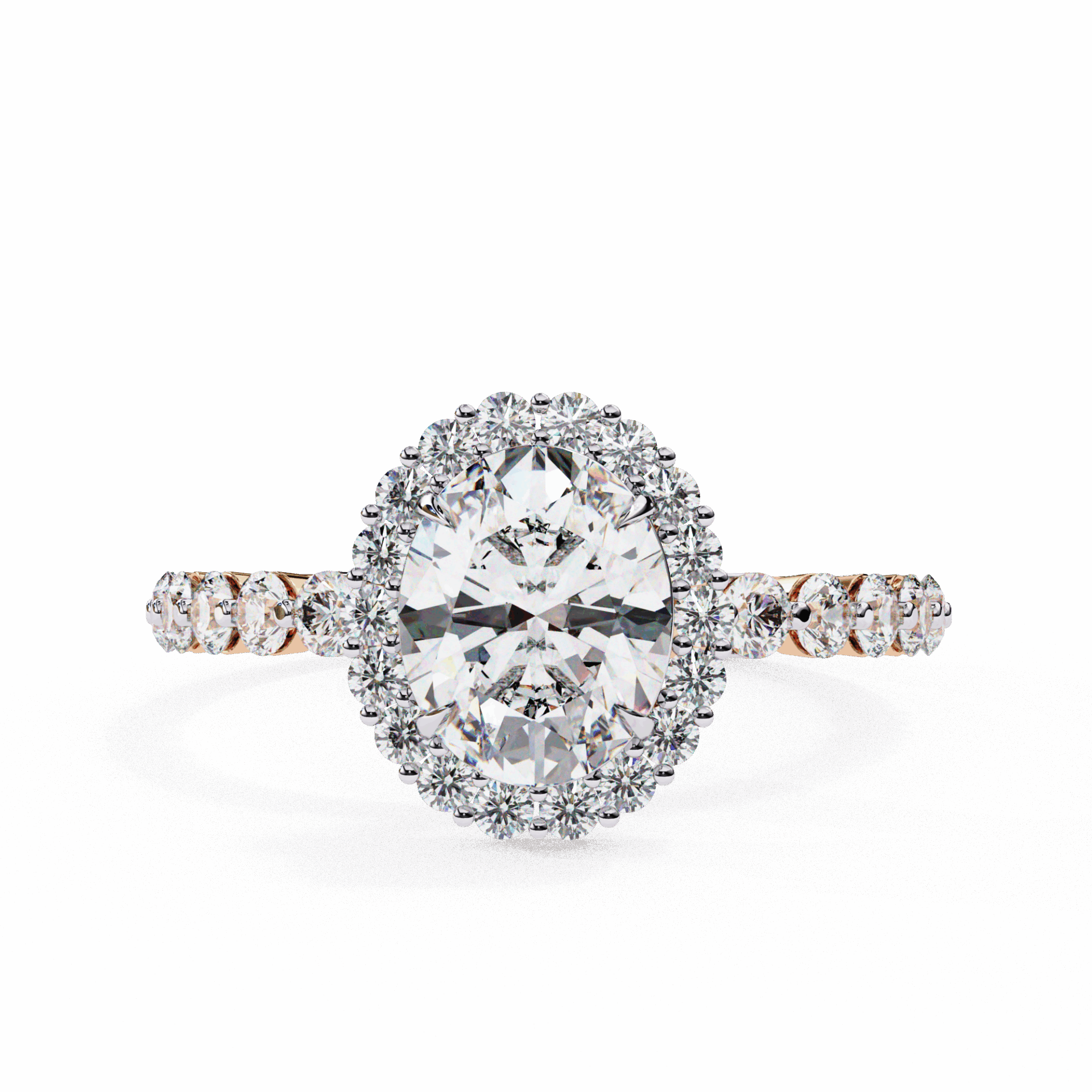 1.75 Carat Oval Halo Solitaire Ring in Moissanite | House of Estara