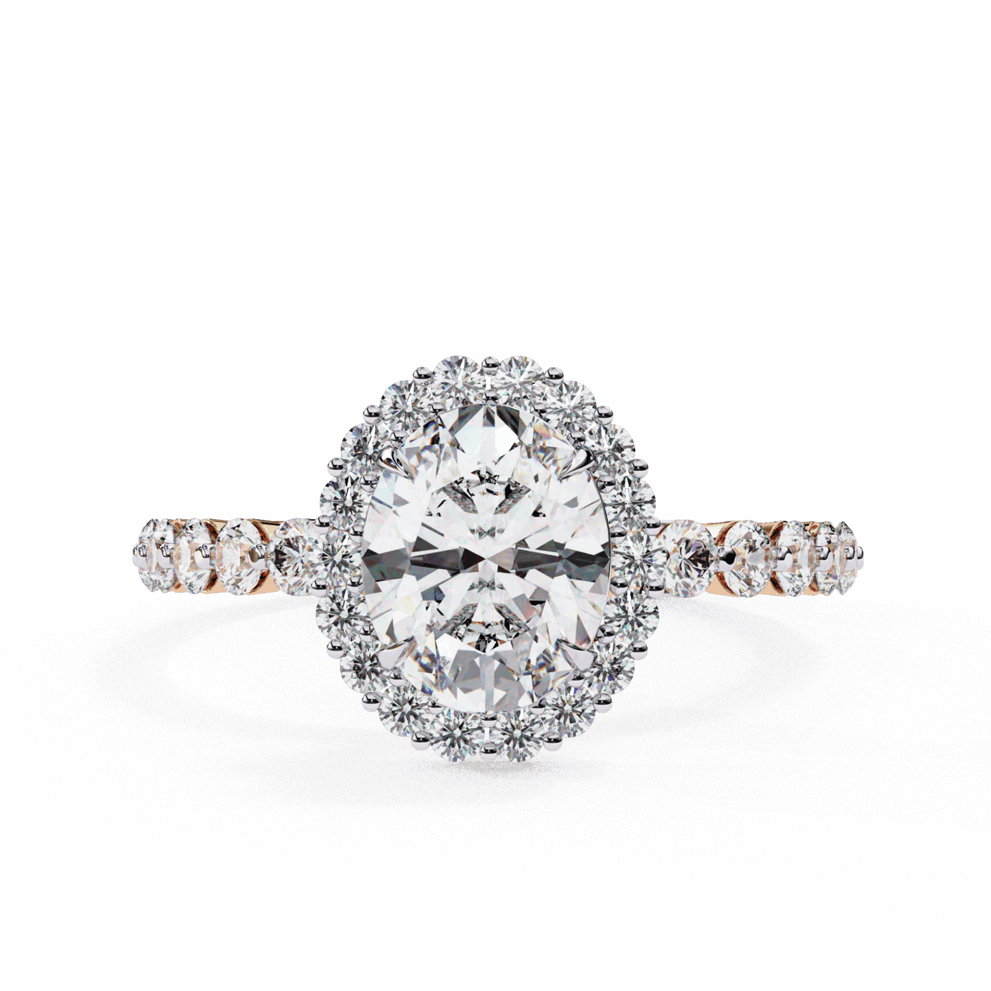 1.75 Carat Oval Halo Solitaire Ring in Moissanite | House of Estara